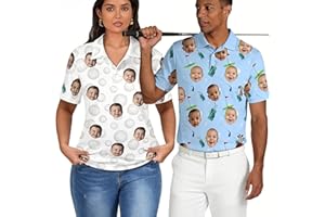 UIDMEN Personalized Golf Polo Shirt, Custom Face on Shirt, Funny Print Quick Dry Polo Shirt, Unisex Golf Outfits, Gifts for G