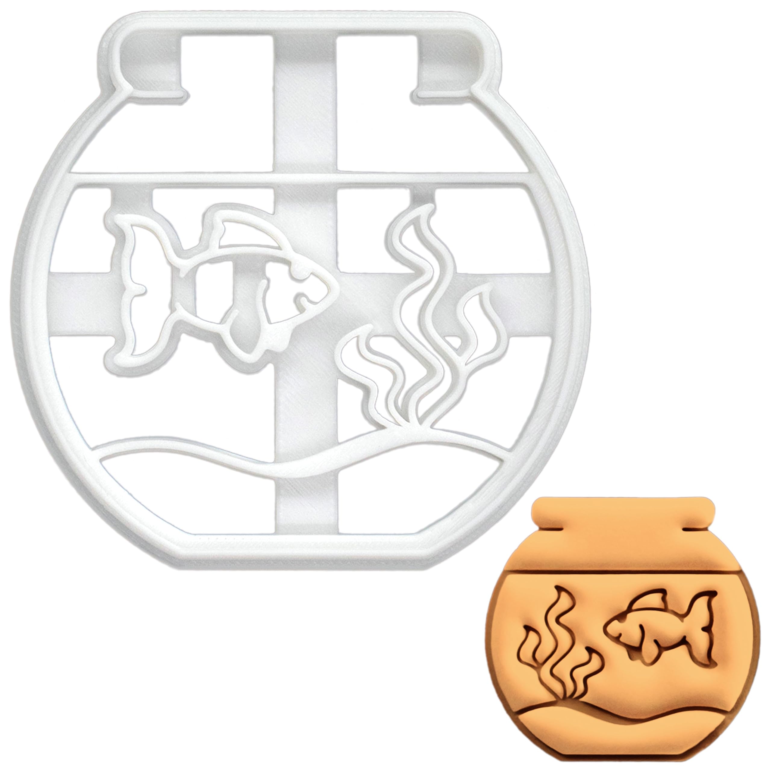 BAKERLOGY Fish Bowl Cookie Cutter - Detailed Biscuit Cutter Design for Baking and Crafts, Ideal on Fondant, Dough, Clay