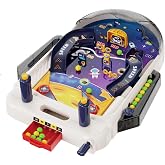 OLEOCA Tabletop Pinball Machine &mdash; Space Board Game with Obstacles, Pull-Rod Launcher, Two-Hand Controls, Ball Storage Tray, 1-2 Player Arcade Games for Kids Ages 3+