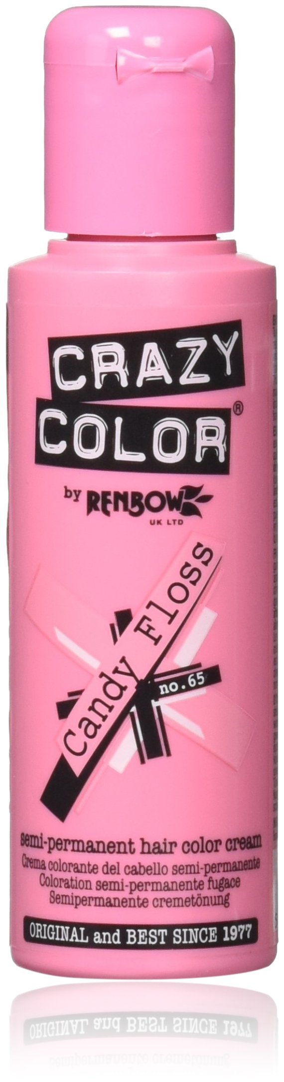 Crazy Colour Semi Permanent Hair Dye By Renbow Candy Floss No.65 (100ml) Box of 4
