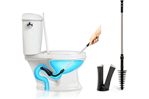 ToiletShroom Revolutionary Plunger, Squeegee, Clog Remover, Drain Cleaner, Bathroom Toilet Dredge Tool, Stainless Steel Handle with Caddy Holder, Оne Расk, Black