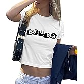 Kelxjia Graphic Baby Tees for Women Y2k 8-Ball Shirt Cute Crop Tops for Teen Girls Aesthetic Emo Clothes 2000s Grunge Shirts