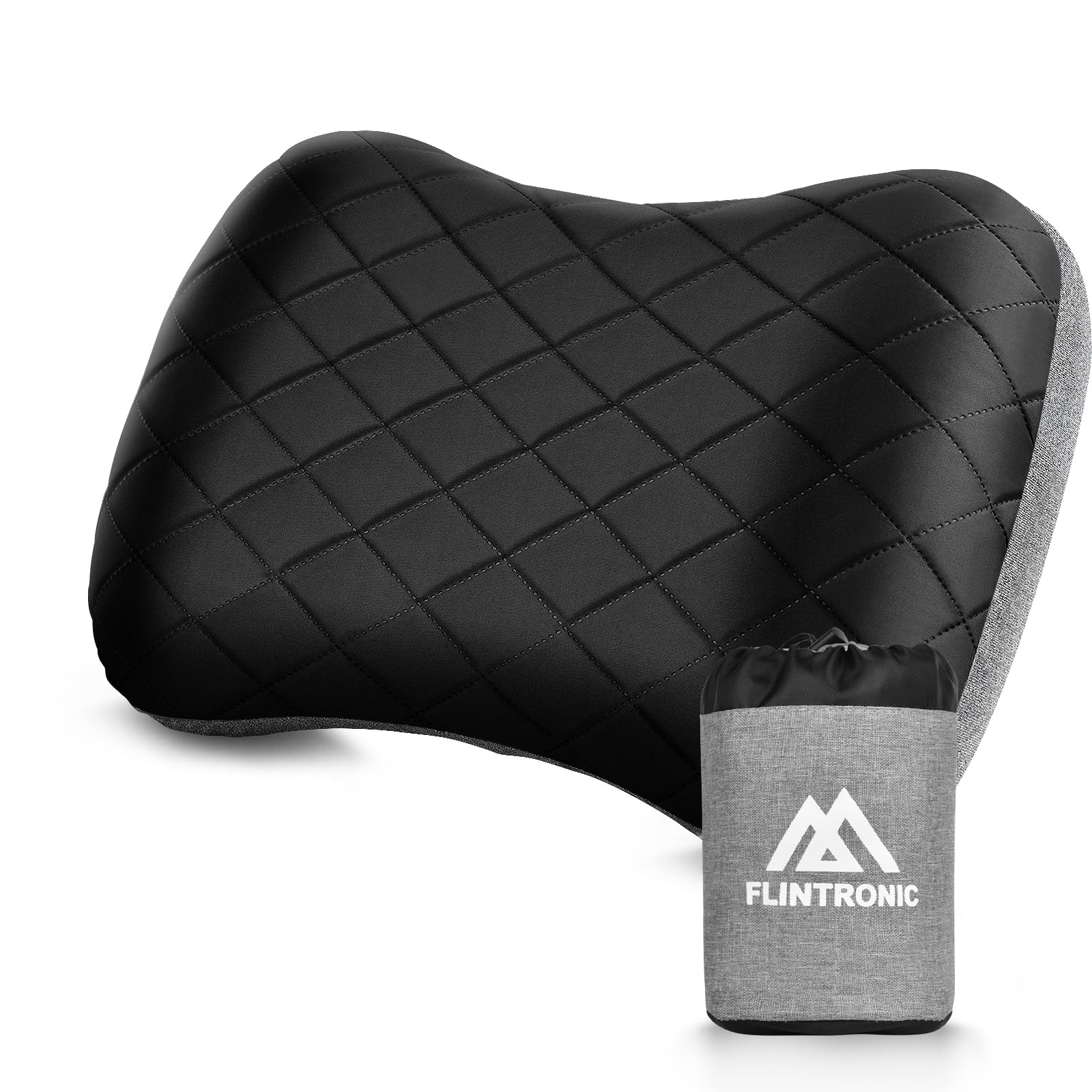 flintronic Camping Pillows, Inflatable Travel Pillow for Neck, Ultralight Beach Pillows with Storage Bags, Blow Up Pillows Ergonomic Air Pillow for Neck & Lumbar Support - Comfort in Travel(Black)