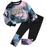 ZAANTI Baby Girl Clothes Tie Dye Letter Print Top Toddler Girl Clothes and Leggings Fall Winter Girls 2 Piece Outfits 12M-4Y