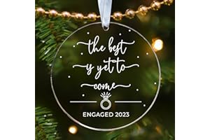 PAWZITY First Christmas Engaged Ornament 2023 - Engagement Gifts for Couples, Engagement Gifts for Women - Engagement Ornament 2023 - Wedding Gifts for Couples Unique - Acrylic Christmas Engaged Ornament 2023