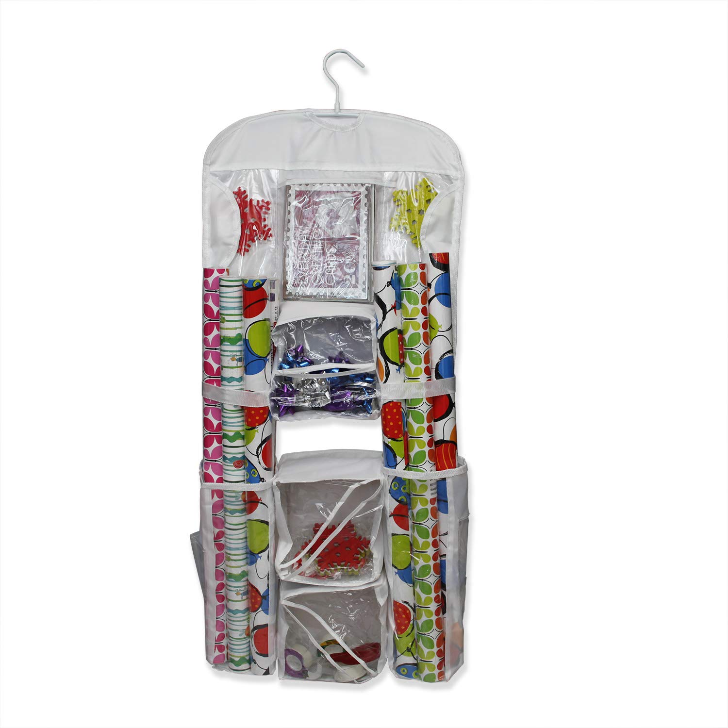 Amazon.com: Easyview Hanging Gift Wrap Organizer Storage Wrapping Paper, Greeting Cards, Bags ...