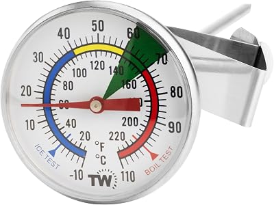 Thermometer World Milk Thermometer with 175 mm Stainless Probe Clip Barista