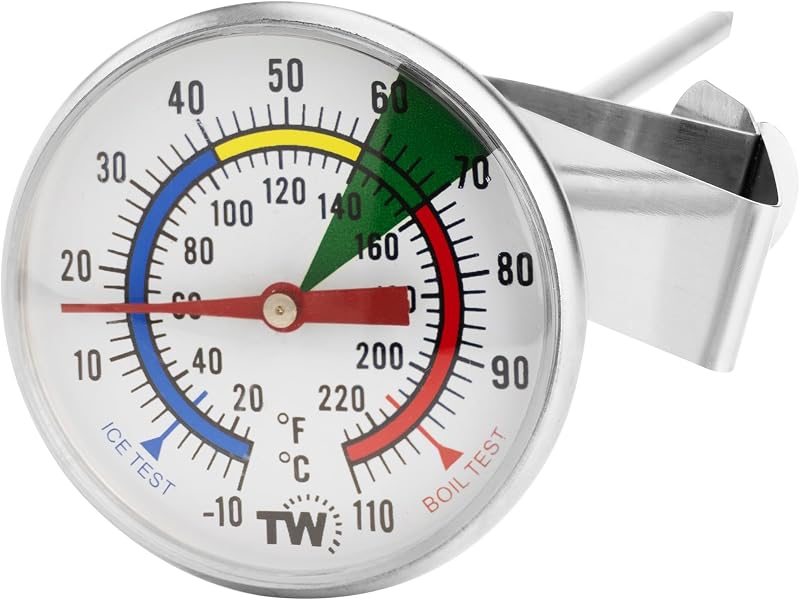Thermometer World Milk Thermometer with 175 mm Stainless Probe Clip Barista