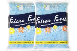 NORTH STAR PETS Feline Fresh - Premium Non-Clumping Crystal Cat Litter, Lightly Scented Litter – Exceptional Odor Control – Low Tracking for Less Mess – Lasts Up to 1 Month, 8.6 lbs Total (2 Pack of 4.3 lb Bags)
