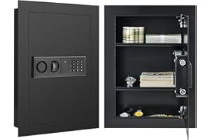 IRONMAX Wall Safe, Flat Recessed Hidden Wall Mount Safe Security Box w/LED Lights & Digital Electronic Lock, 22’’ Home Safe i