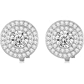 GREICHFAN Gold/Silver Cubic Zirconia Clip on Earrings for Women Round Crystal Clip Earrings Non Pierced Earrings