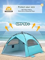 Glymnis Large Pop Up Beach Tent 4-6 Person Instant UV Sun Shelter view 3