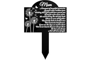 GREATINGREAT Grave Markers for Cemetery Memorial Stakes for Outdoors Yard Cemetery Decorations for Grave Memorial Plaques for Loved Ones Garden Decor Mom We Love and Miss You Sign Dandelions