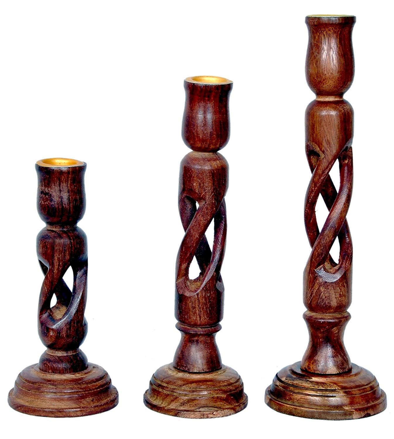 Buy RM Handmade Wooden Candle Stand, Set of 3 Online at Low Prices in