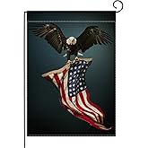 pingpi North American Bald Eagle with American flag Garden Flag Yard Outdoor Decoration 12.5 x 18 Inch
