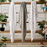 Bloomsbury Mill Baby Swaddle Blanket 3 Pack Organic Cotton 120x120cm Grey view 4