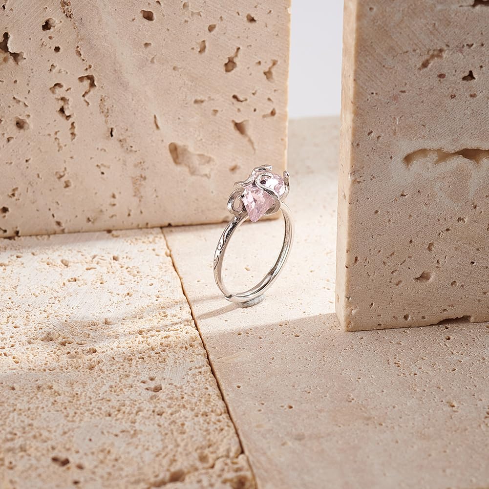 PH PandaHall 925 Sterling Silver Adjustable Ring Base, Claw Ring Blank Ring Gem Holder Finger Rings Bezel Setting with 5 Prongs for Women Crystal Rocks Cabochons Rhinestones Ring Mother's Day