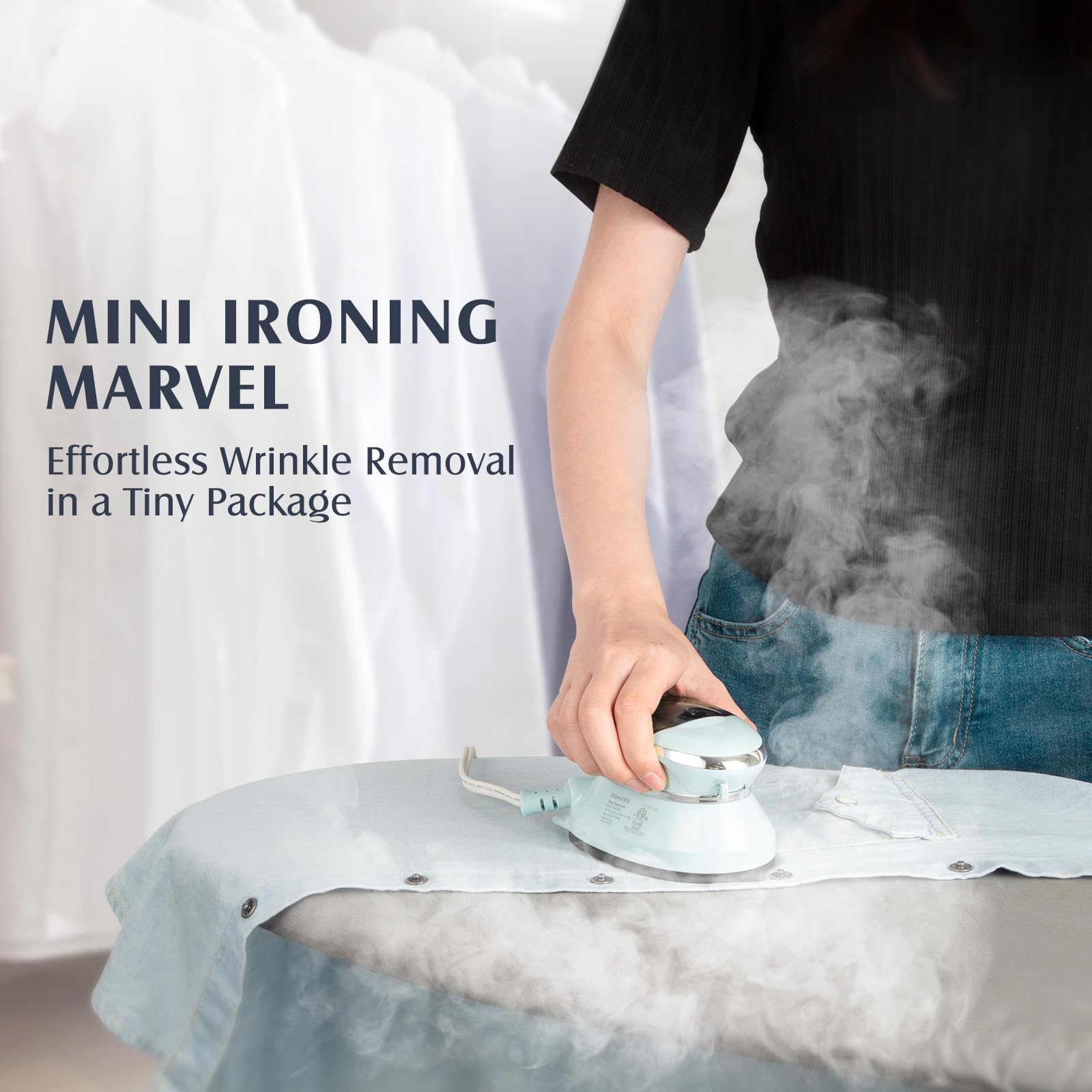 Travel Iron Mini with Steam for Clothes with Dual Voltage, Portable Mini Ironing Machine with Non-Stick Soleplate, Small Iron for Sewing, Quilting and Handcraft