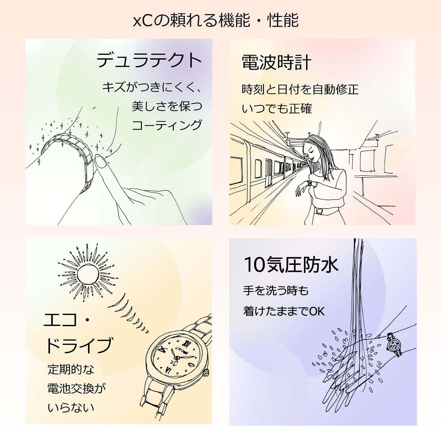 CITIZEN xC (Cross C) Women’s Eco-Drive Radio Controlled Watch, Available in a Variety of Colors, Water Resistant, Solar and Light Powered, Happy Flight Series, Basic Collection