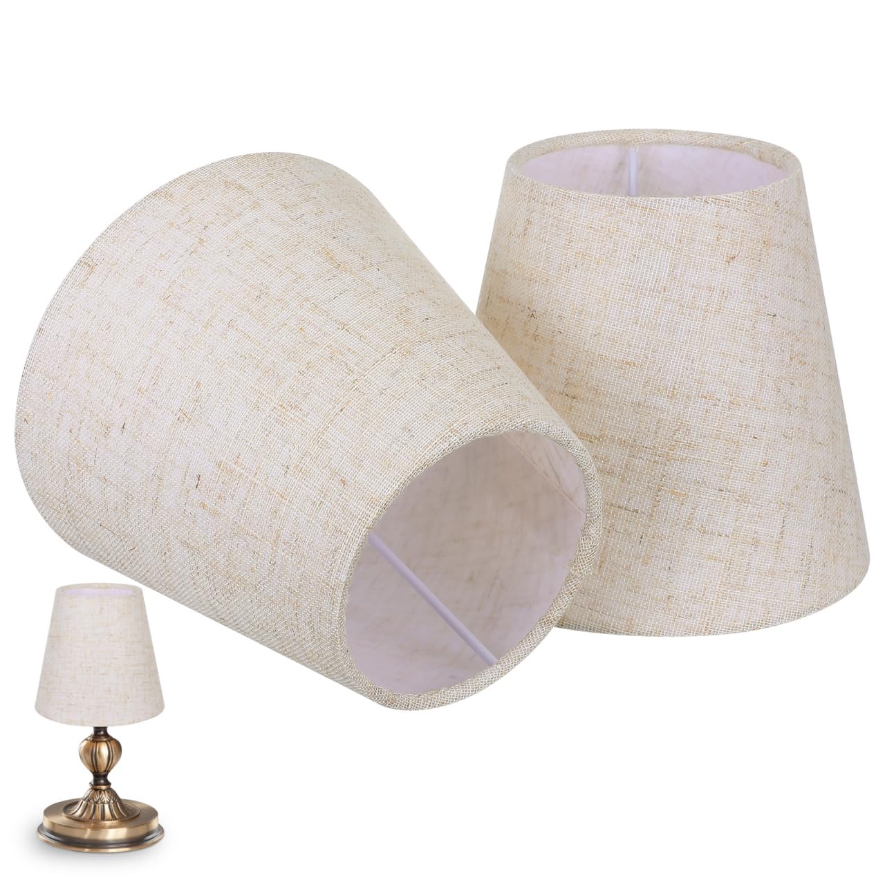 2pcs Cloth Lamp Shades Medium Lamp Shade Fabric Shade Fabric Light Shades Small Clip LampShade Replacement Table Light Cover Accessories