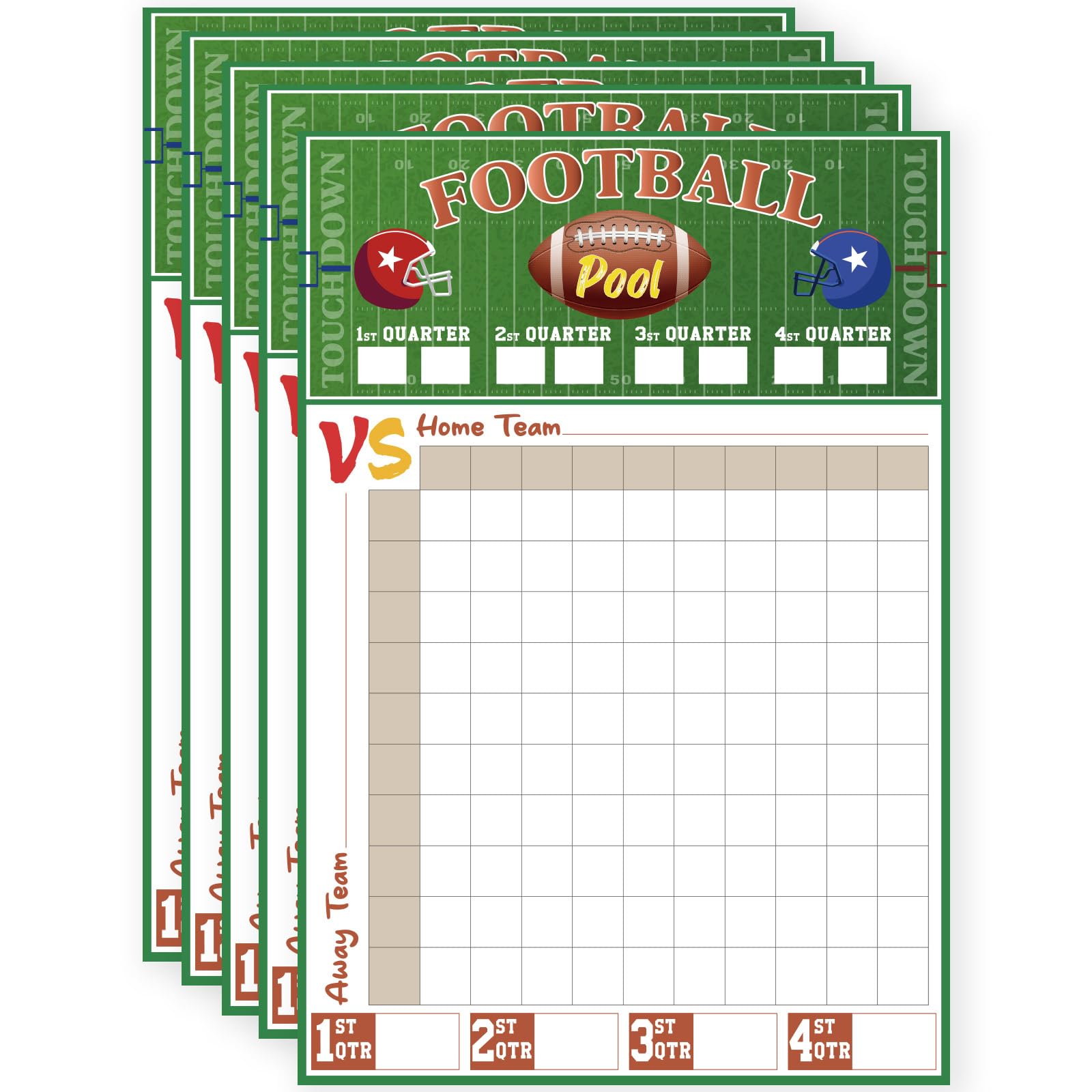 Photo 1 of GIURKUU 5 Pcs Football Pool Poster, 11‘' x 16.08'' Football Squares Board 100 Grids, Game Party Supplies 2026