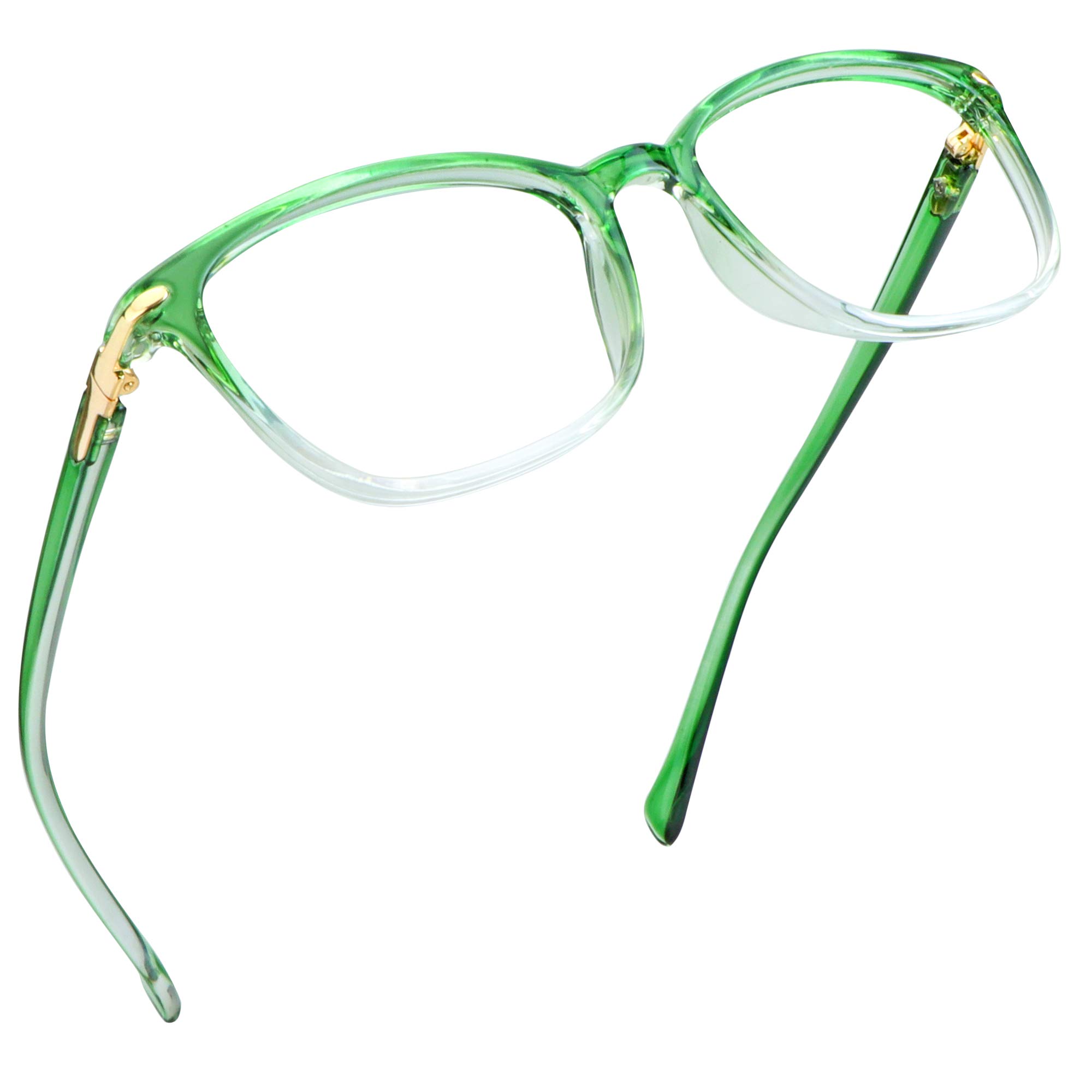 LifeArt Blue Light Blocking Glasses, Computer Reading Glasses, Gaming Glasses, TV Glasses for Women Men, Anti Glare (Clear Green, No Magnification)