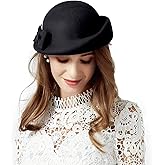 F FADVES Pillbox Hat Wool Felt Beret Fascinator Hats Flower Cocktail Wedding Tea Party Hat