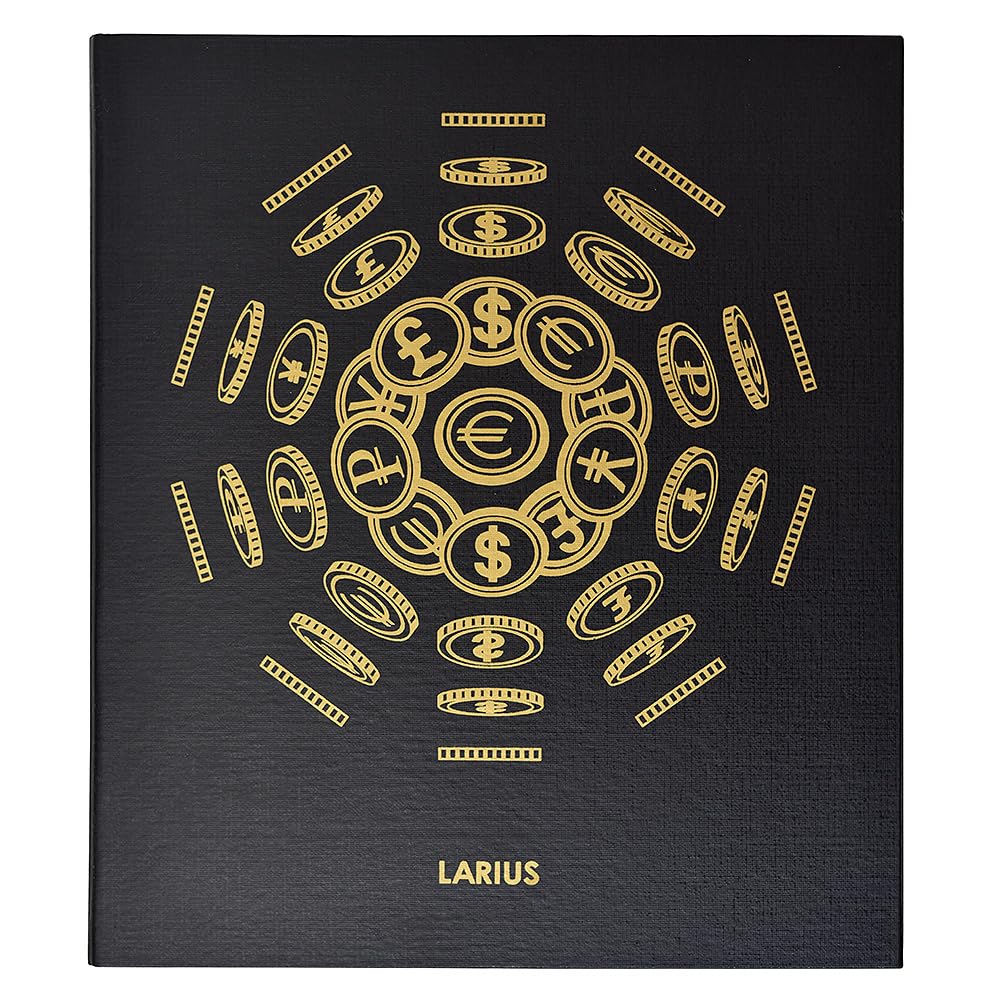Larius Coin Album – Optima Format Ring Binder for Coin Sheets and Cases – Ideal for Coins, Banknotes & Postcards (Black)