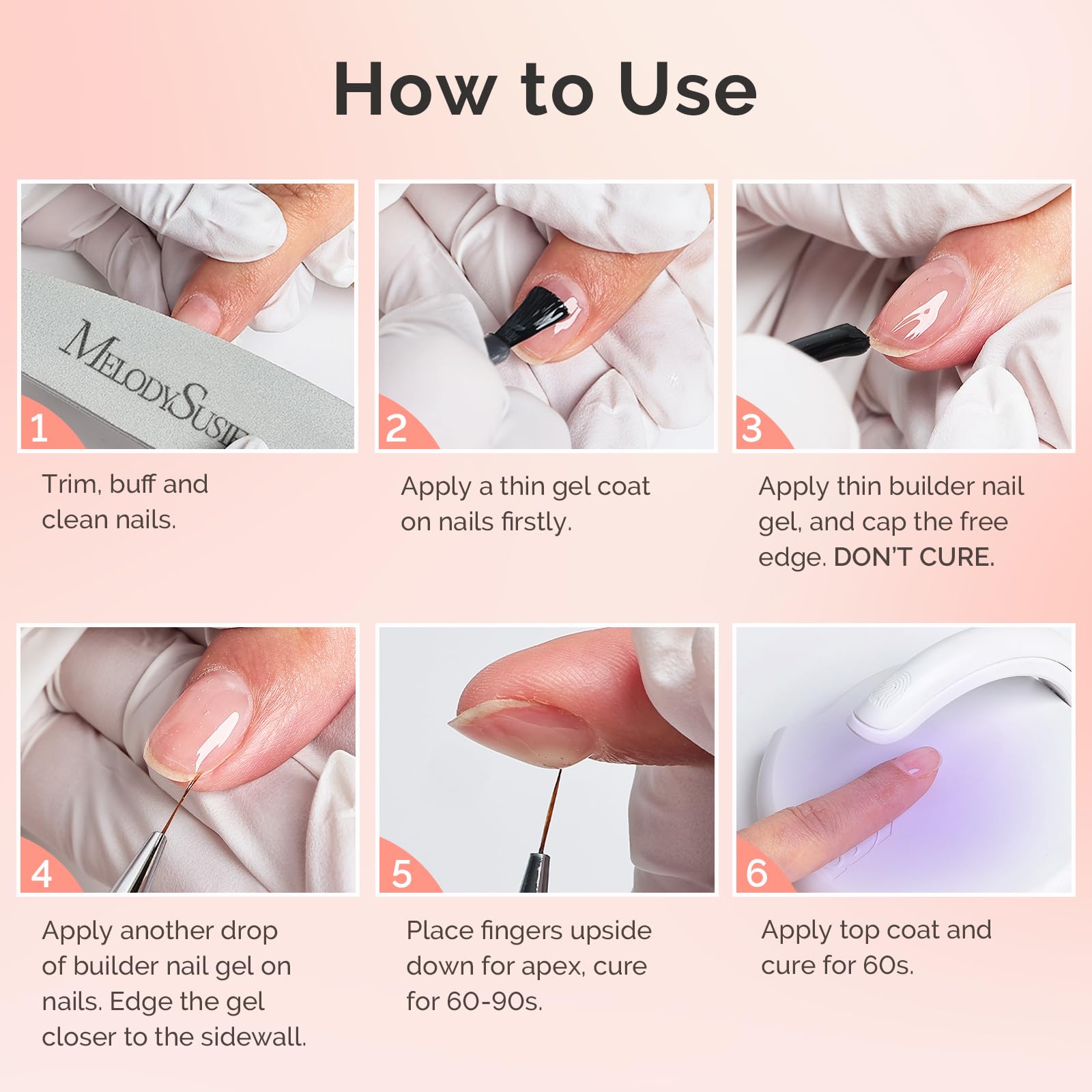 MelodySusie Builder Clear Base Gel for Nails Thickening, Soak Off UV Extension Gel, Rhinestone Glue in a Bottle for Nail Art Design - Gift for Women - Image 7