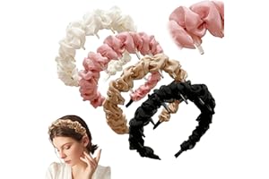 4PCS Tooth Hair Comb Headband,Retro High Skull Pearl Headband U Shape Non Slip high Cranium Headbands for Women Teen Girls, E