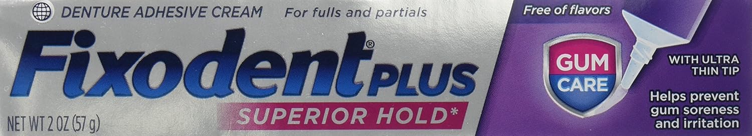 Fixodent Plus Denture Adhesive Cream 2 oz (Pack of 4) : Tooth Seal : Beauty