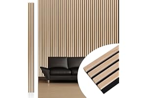 NeatiEase Wood Wall Panels, 9 Feet Acoustic Slat Wall Panels for Interior Wall Decor and Noise Reduction, Decorative Slat Wall Paneling, Natural Oak, 6-Piece
