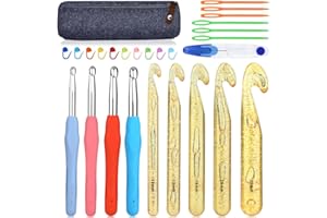 27 Pcs Crochet Hook Set Huge Crochet Hooks Huge Knitting Needles with Ergonomic Crochet Hooks Stitch Markers Sewing Needles C