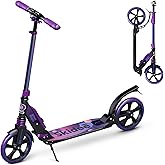 Skidee Adult & Teen Scooter Adjustable Height, Folding, Large Wheels, Lightweight, Durable, Anti-Shock Suspension, Up to 220 lbs