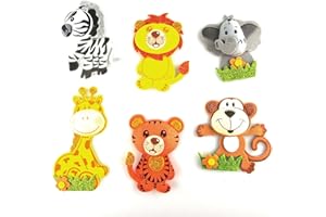 HOMEFORD Safari Animals Foam Cutouts Decor, 6-Pairs, Small