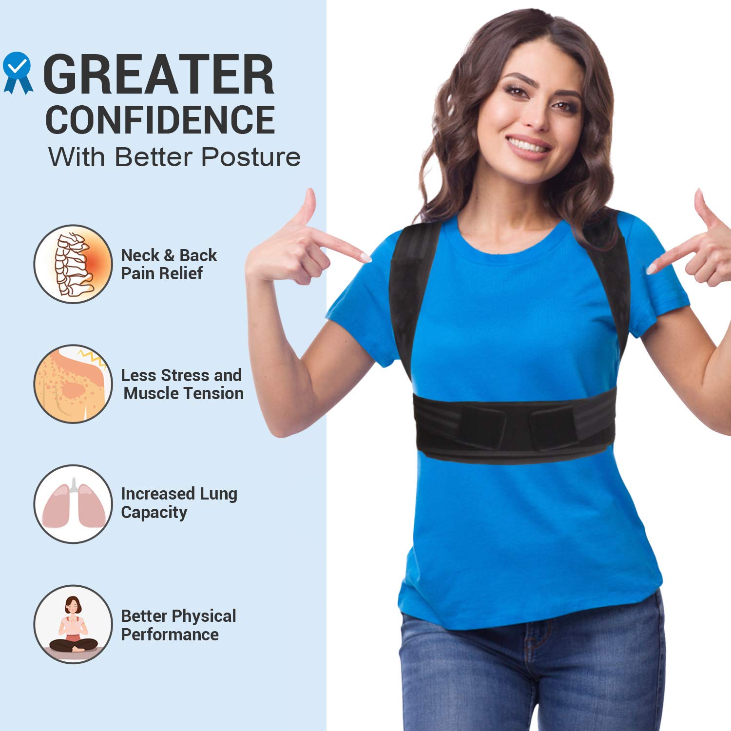 DIANMEI Posture Corrector for Men and Women, Back Brace Adjustable and Breathable for Posture Correction, Neck Brace for Neck & Shoulder Pain Relief and Support XL