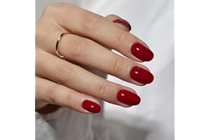 BTArtbox Press On Nails Short – Red Press on Nails Short Oval Nails Fall Fake Nail with Nail Glue, Fit Perfectly, Reusable Glue On Nails in 16 Sizes, Cardinal