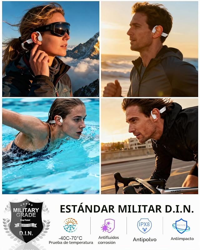 Auriculares Conducción Ósea Natación, IPX8, Bluetooth 6.0, MP3 8 GB