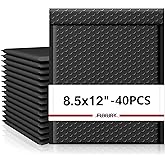Fuxury Black Bubble Mailers 8.5x12" 40 Pack Medium Padded Envelopes Opaque #2 Bubble Mailer Usable Size 8.5x11" Thick Padded Mailers for Small Business Mailing Books Clothes Makeup Supplies