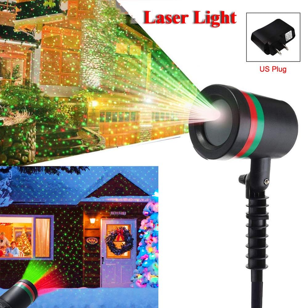 Mayround Christmas Star Projector Light LED Moving Full Sky Star Stage Green&Red Lamp Indoor Outdoor Landscape Light Christmas Decorations Landscape Lawn Garden Projector Lamp [US Plug]