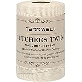 Tenn Well Cooking Twine, 3Ply 656Feet 1mm Food Safe Cotton Kitchen String Butchers Twine for Roasting, Trussing Turkey, Tying