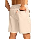 Pudolla Men's Athletic Hiking Shorts Lightweight Workout Gym Shorts for Men Outdoor Casual Travel with 3 Zipper Pockets