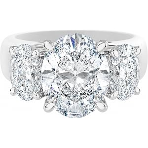 Rinfit Women's Silicone Ring, Oval Cut Three-Stone CZ | AAAAA Grade Cubic Zirconia Stones, Soft Flexible Rubber Wedding Band,