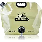 Coipdfty Water Jug Camping 2.1 Gallon Collapsible with Spigot, BPA Free Portable Water Pouch Foldable Water Bags for Outdoor Hiking, Travel and Emergency & Water Storage Containers (Beige-1Pcs)