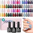 Beetles Gel Nail Polish, 36 Colors Palette Green Brown Pink Yellow Blue Nude Glitter Color Gel Polish with Base Matte& Glossy Top Coat Soak Off All Seasons Gift for Women Girls