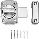 QWORK Stainless Steel Rotate Bolt Latch Lock for Gate Bathroom Door Silver