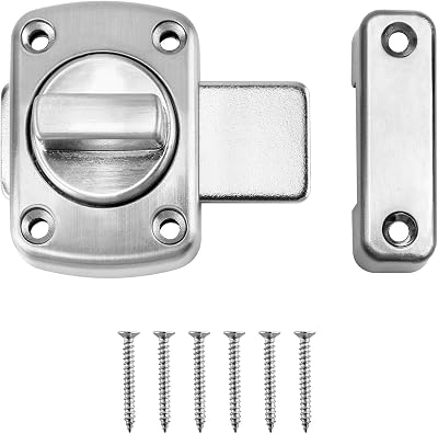 QWORK Stainless Steel Rotate Bolt Latch Lock for Gate Bathroom Door Silver