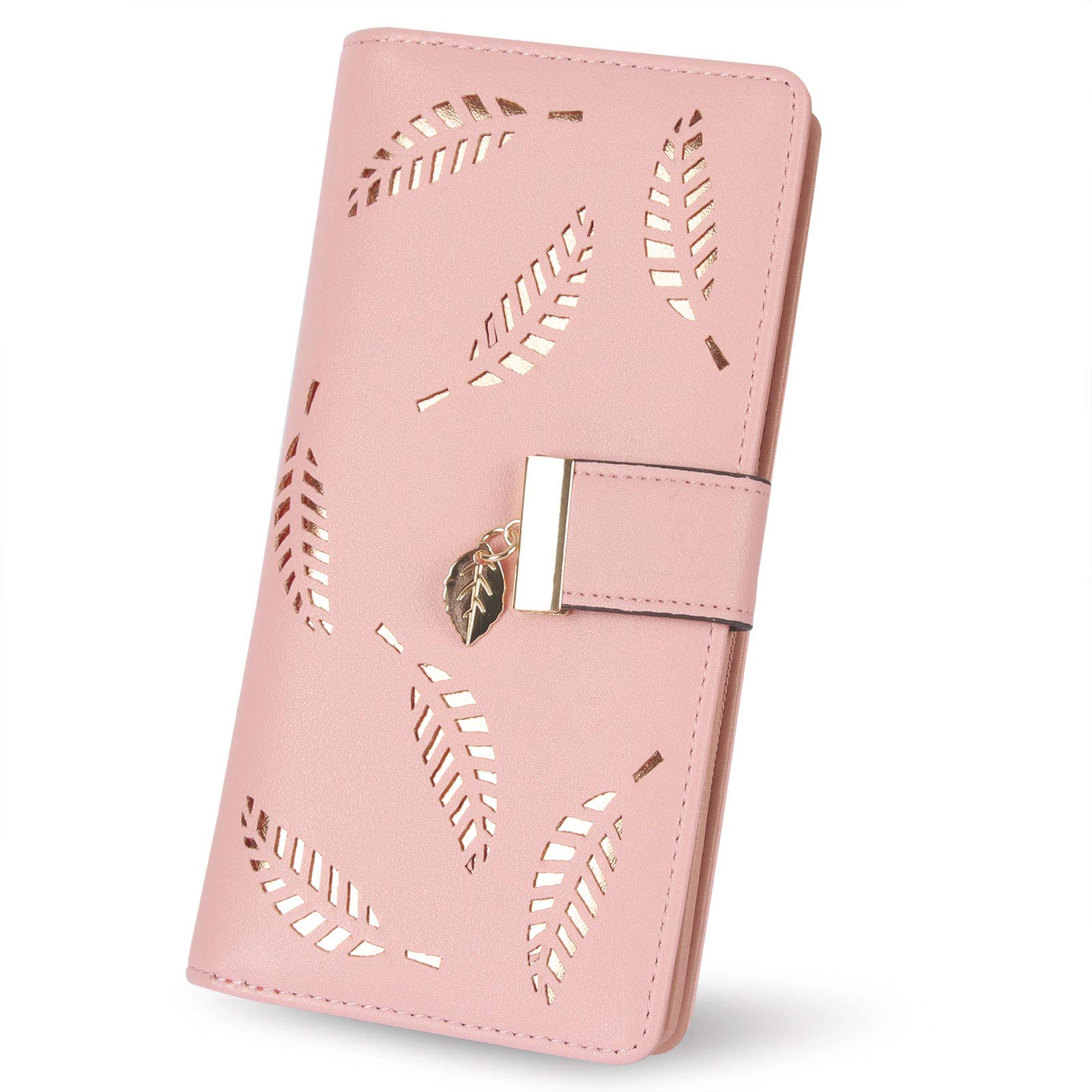 H-A Bifold Leather Wallet for Women with Zipper Wallet Birthday Christmas Gifts for Women Girls (Pink,S)