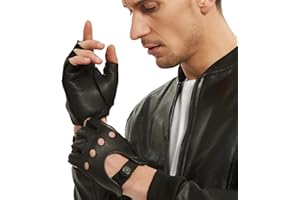 Men Leather Driving Gloves Fingerless Deerskin Unlined Black, M, NOVBJECT