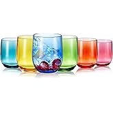 ZAINCA 14-ounce Plastic Stemless Wine Glasses, All Purpose Arcylic Glasses, set of 6 Multicolor Reusable Shatter-resistant Dishwasher Safe